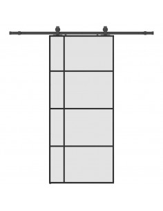 Porta Scorrevole con Ferramenta Nera 90x205 cm in Vetro ESG 2
