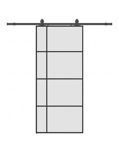 Porta Scorrevole con Ferramenta Nera 90x205 cm in Vetro ESG