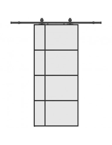 Porta Scorrevole con Ferramenta Nera 90x205 cm in Vetro ESG