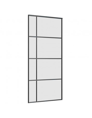 Porta Scorrevole con Ferramenta Nera 90x205 cm in Vetro ESG