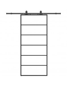 Porta Scorrevole con Ferramenta Nera 90x205 cm in Vetro ESG 2