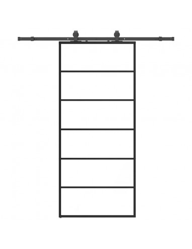 Porta Scorrevole con Ferramenta Nera 90x205 cm in Vetro ESG