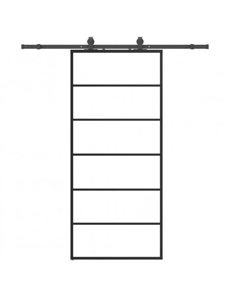 Porta Scorrevole con Ferramenta Nera 90x205 cm in Vetro ESG
