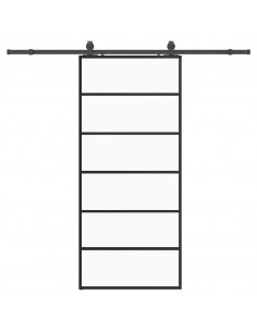 Porta Scorrevole con Ferramenta Nera 90x205 cm in Vetro ESG 2