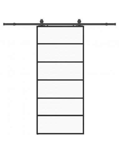 Porta Scorrevole con Ferramenta Nera 90x205 cm in Vetro ESG