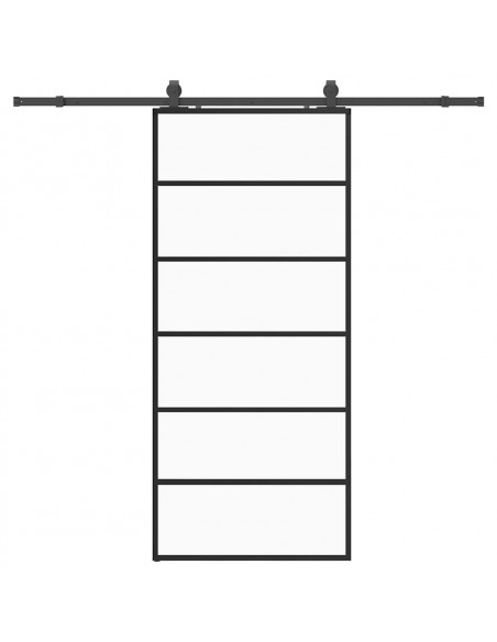 Porta Scorrevole con Ferramenta Nera 90x205 cm in Vetro ESG