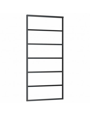 Porta Scorrevole con Ferramenta Nera 90x205 cm in Vetro ESG
