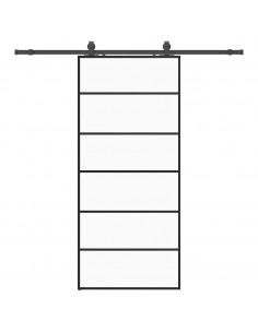 Porta Scorrevole con Ferramenta Nera 90x205 cm in Vetro ESG 2