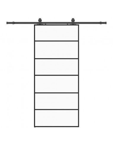 Porta Scorrevole con Ferramenta Nera 90x205 cm in Vetro ESG