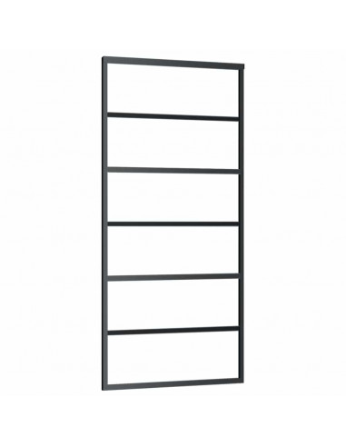 Porta Scorrevole con Ferramenta Nera 90x205 cm in Vetro ESG