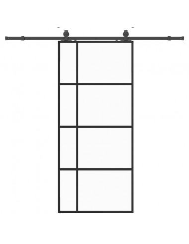 Porta Scorrevole con Ferramenta Nera 90x205 cm in Vetro ESG