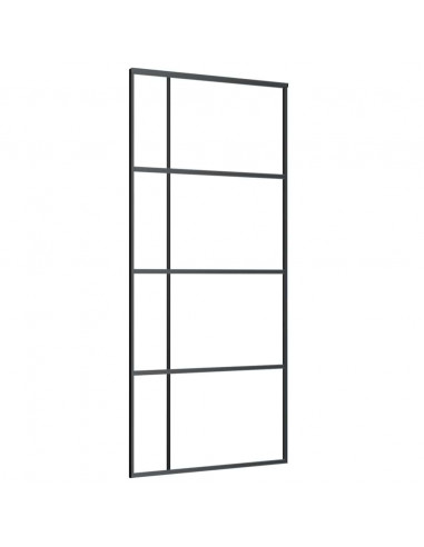 Porta Scorrevole con Ferramenta Nera 90x205 cm in Vetro ESG