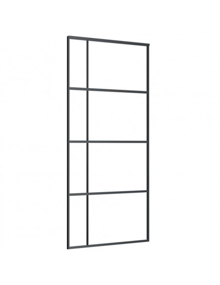 Porta Scorrevole con Ferramenta Nera 90x205 cm in Vetro ESG