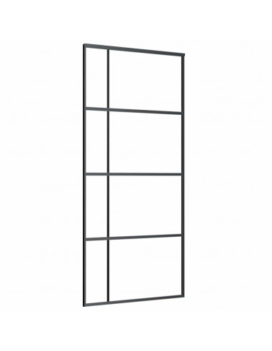 Porta Scorrevole con Ferramenta Nera 90x205 cm in Vetro ESG