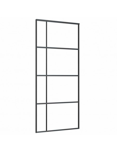 Porta Scorrevole con Ferramenta Nera 90x205 cm in Vetro ESG