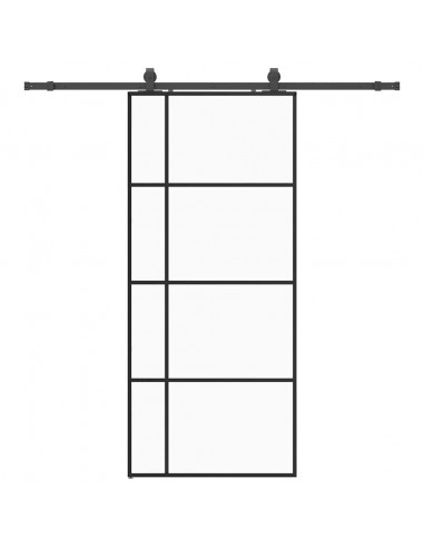 Porta Scorrevole con Ferramenta Nera 90x205 cm in Vetro ESG