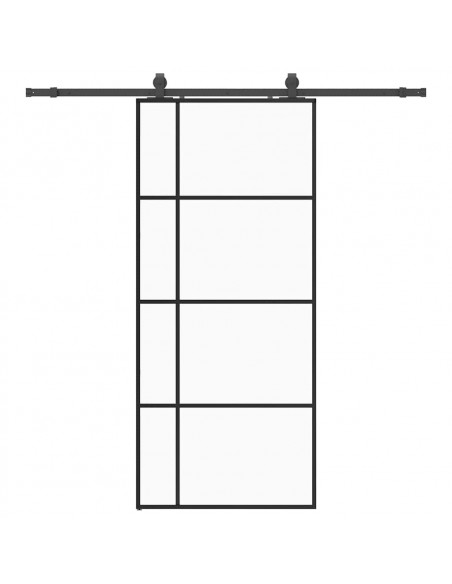 Porta Scorrevole con Ferramenta Nera 90x205 cm in Vetro ESG