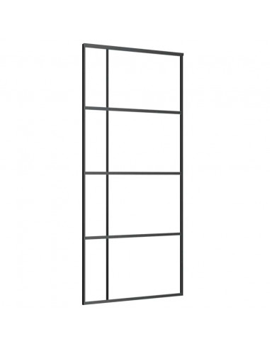 Porta Scorrevole con Ferramenta Nera 90x205 cm in Vetro ESG