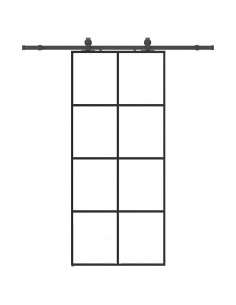 Porta Scorrevole con Ferramenta Nera 90x205 cm in Vetro ESG 2