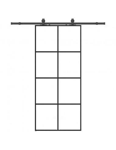 Porta Scorrevole con Ferramenta Nera 90x205 cm in Vetro ESG