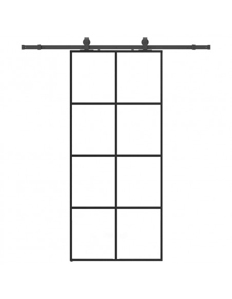 Porta Scorrevole con Ferramenta Nera 90x205 cm in Vetro ESG