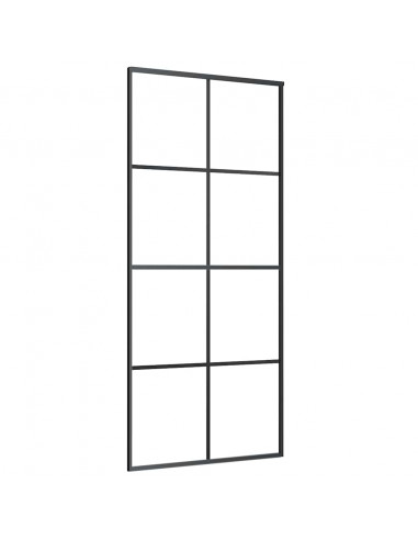 Porta Scorrevole con Ferramenta Nera 90x205 cm in Vetro ESG