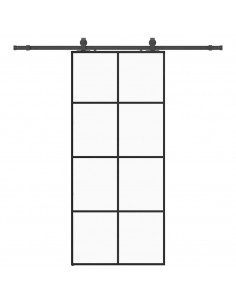 Porta Scorrevole con Ferramenta Nera 90x205 cm in Vetro ESG 2