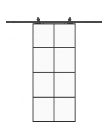 Porta Scorrevole con Ferramenta Nera 90x205 cm in Vetro ESG