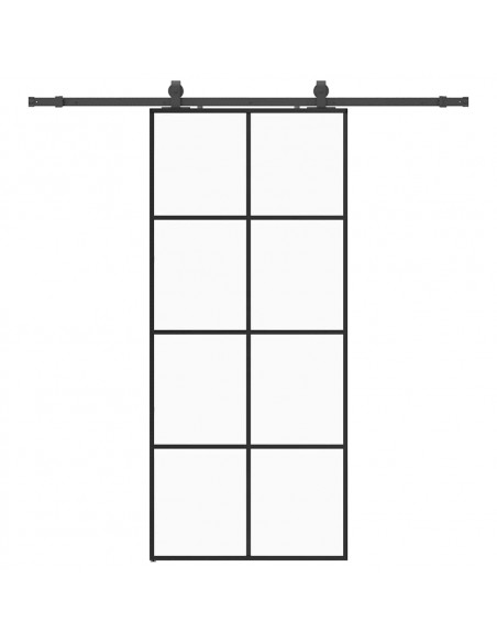 Porta Scorrevole con Ferramenta Nera 90x205 cm in Vetro ESG