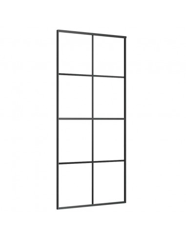 Porta Scorrevole con Ferramenta Nera 90x205 cm in Vetro ESG