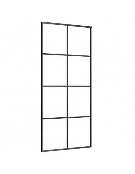 Porta Scorrevole con Ferramenta Nera 90x205 cm in Vetro ESG