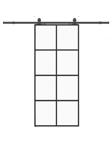 Porta Scorrevole con Ferramenta Nera 90x205 cm in Vetro ESG