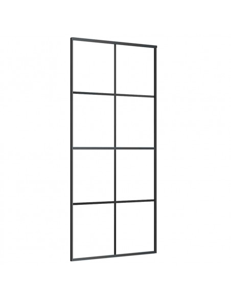 Porta Scorrevole con Ferramenta Nera 90x205 cm in Vetro ESG
