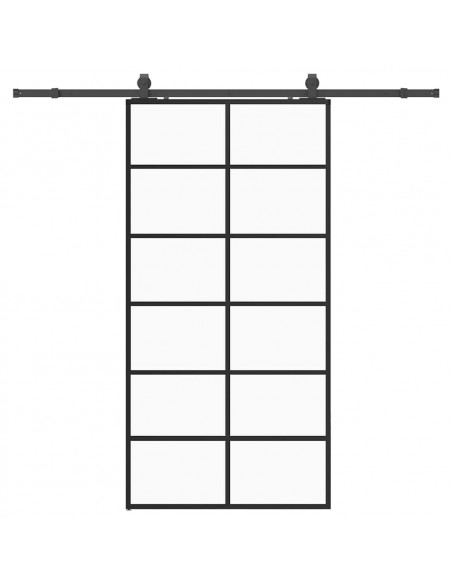 Porta Scorrevole con Ferramenta Nera 90x205 cm in Vetro ESG
