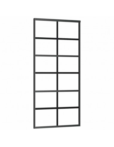 Porta Scorrevole con Ferramenta Nera 90x205 cm in Vetro ESG