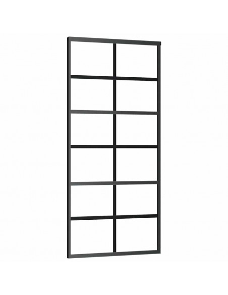 Porta Scorrevole con Ferramenta Nera 90x205 cm in Vetro ESG