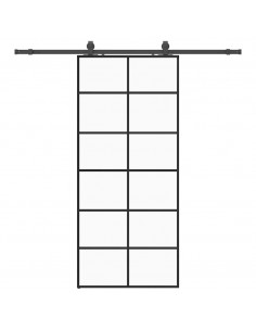 Porta Scorrevole con Ferramenta Nera 90x205 cm in Vetro ESG 2