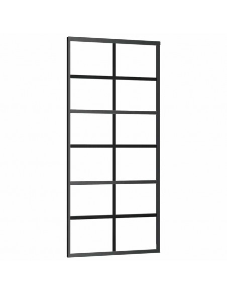 Porta Scorrevole con Ferramenta Nera 90x205 cm in Vetro ESG