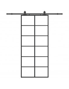 Porta Scorrevole con Ferramenta Nera 90x205 cm in Vetro ESG 2