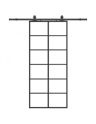 Porta Scorrevole con Ferramenta Nera 90x205 cm in Vetro ESG