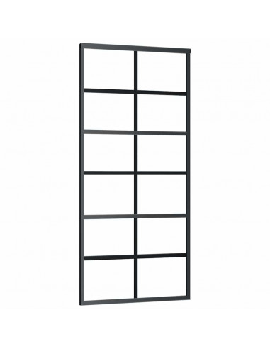 Porta Scorrevole con Ferramenta Nera 90x205 cm in Vetro ESG