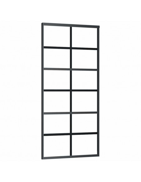Porta Scorrevole con Ferramenta Nera 90x205 cm in Vetro ESG