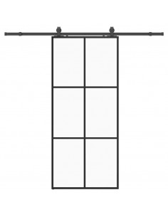 Porta Scorrevole con Ferramenta Nera 90x205 cm in Vetro ESG 2