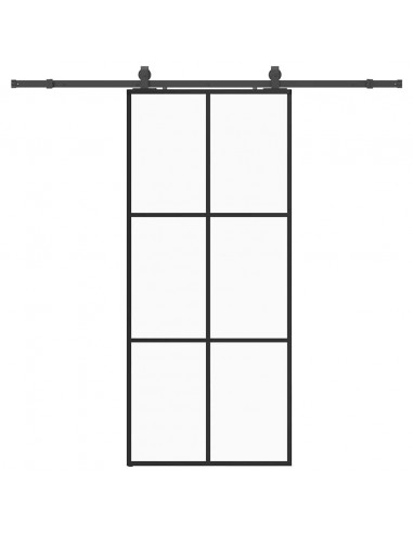 Porta Scorrevole con Ferramenta Nera 90x205 cm in Vetro ESG
