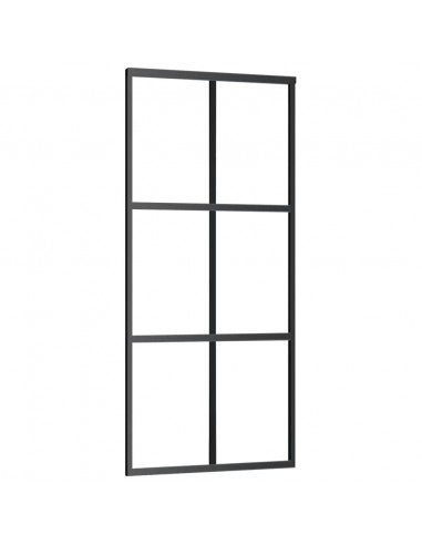 Porta Scorrevole con Ferramenta Nera 90x205 cm in Vetro ESG