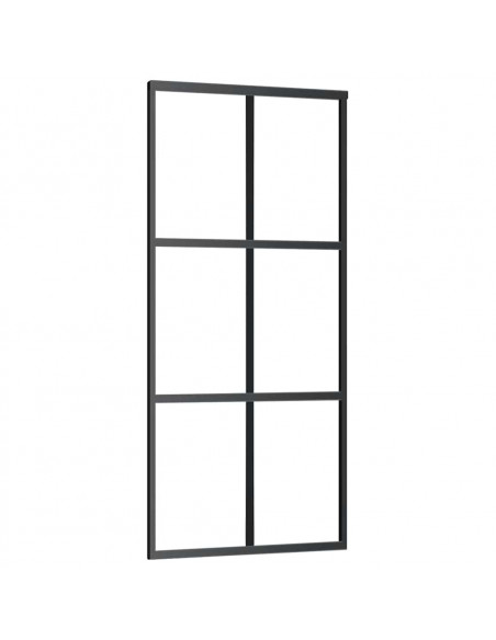 Porta Scorrevole con Ferramenta Nera 90x205 cm in Vetro ESG