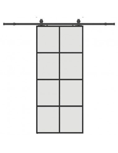 Porta Scorrevole con Ferramenta Nera 90x205 cm in Vetro ESG