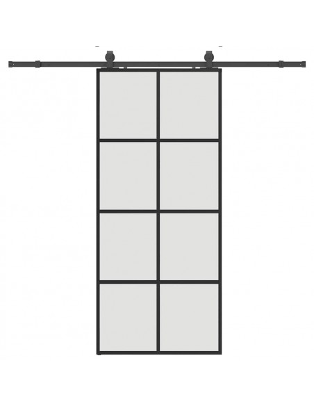 Porta Scorrevole con Ferramenta Nera 90x205 cm in Vetro ESG