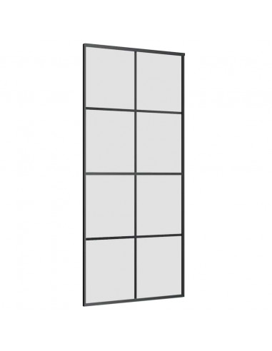 Porta Scorrevole con Ferramenta Nera 90x205 cm in Vetro ESG