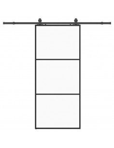 Porta Scorrevole con Ferramenta Nera 90x205 cm in Vetro ESG 2